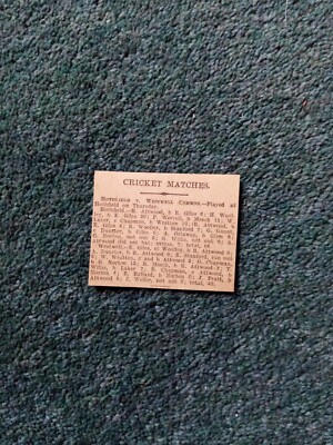 A3k Ephemera 1910 Artikel Cricket Hothfield v Westwell Common 