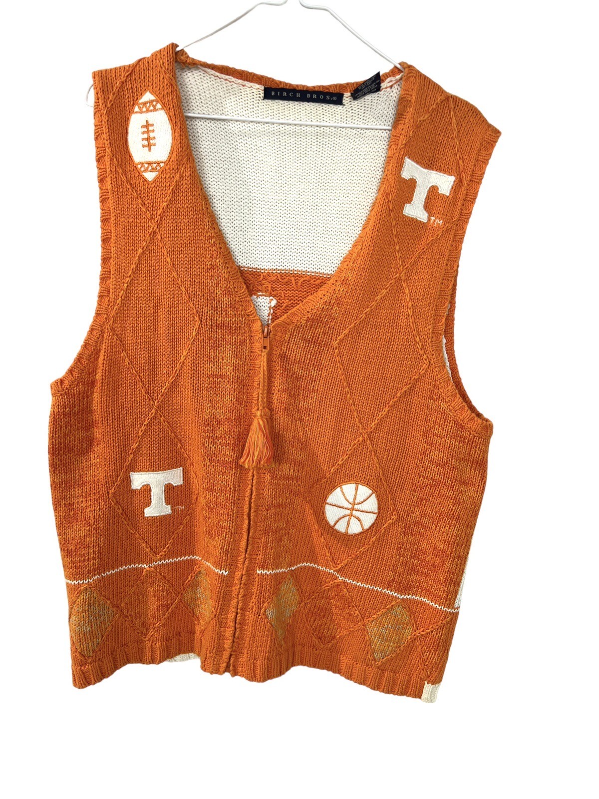 Tennessee Volunteers VOLS Vintage Birch Bros Knit Zip Sweater Vest