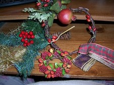 Lot of CHRISTMAS CRAFT Items - Ribbon/Greens/Wreath