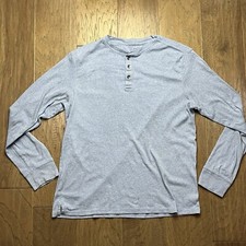 Men  s Grey Henley Long Sleeve Shirt - Size Large
