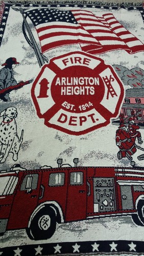 Chicago Arlington Heights Fire Dept Heavy Knit Blanket Firefighter Wall Hanging - Picture 8 of 8