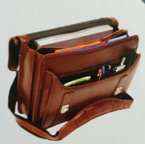 Laptop Briefcase by McKlein USA Double Compartment The HALSTED Brown Leather - Picture 2 of 7