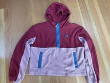 Patagonia Girls Size XXL Boxy Fleece Hoodie Fuchsia Multi Colored Quarter Zip