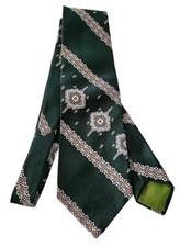 Vtg 60s 70s Mens Tie Wembley Wemlon Polyester Necktie Green RED White 4x55