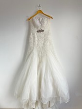 Pronovias Barcelona Strapless A-Line Laces Wedding Dress Gown US12/ UK14/ IT48