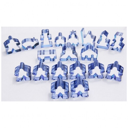 Carcassonne - Meeple - Juego de 19 (juego completo de figuras) - TRANSPARENTE Azul - Imagen 1 de 1