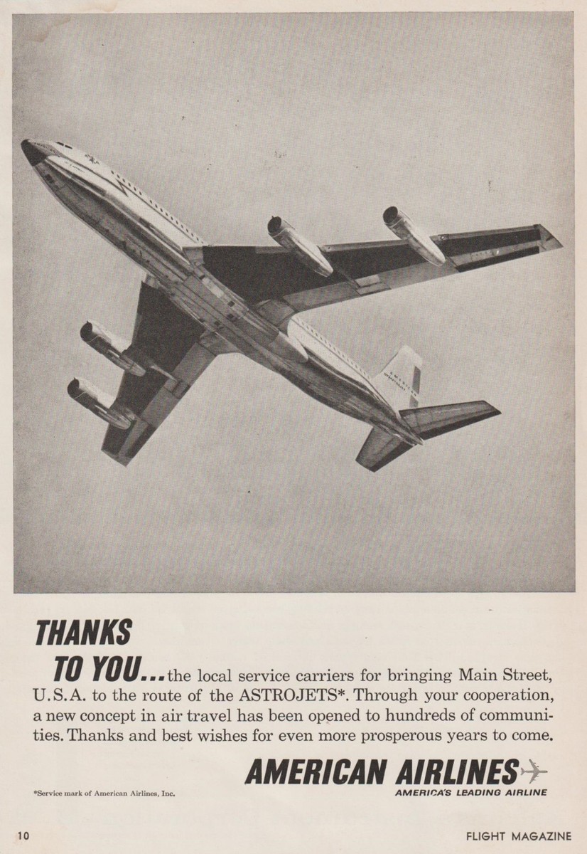 Aviation Add - American Airlines Boeing 707 Astrojet Magazine Add