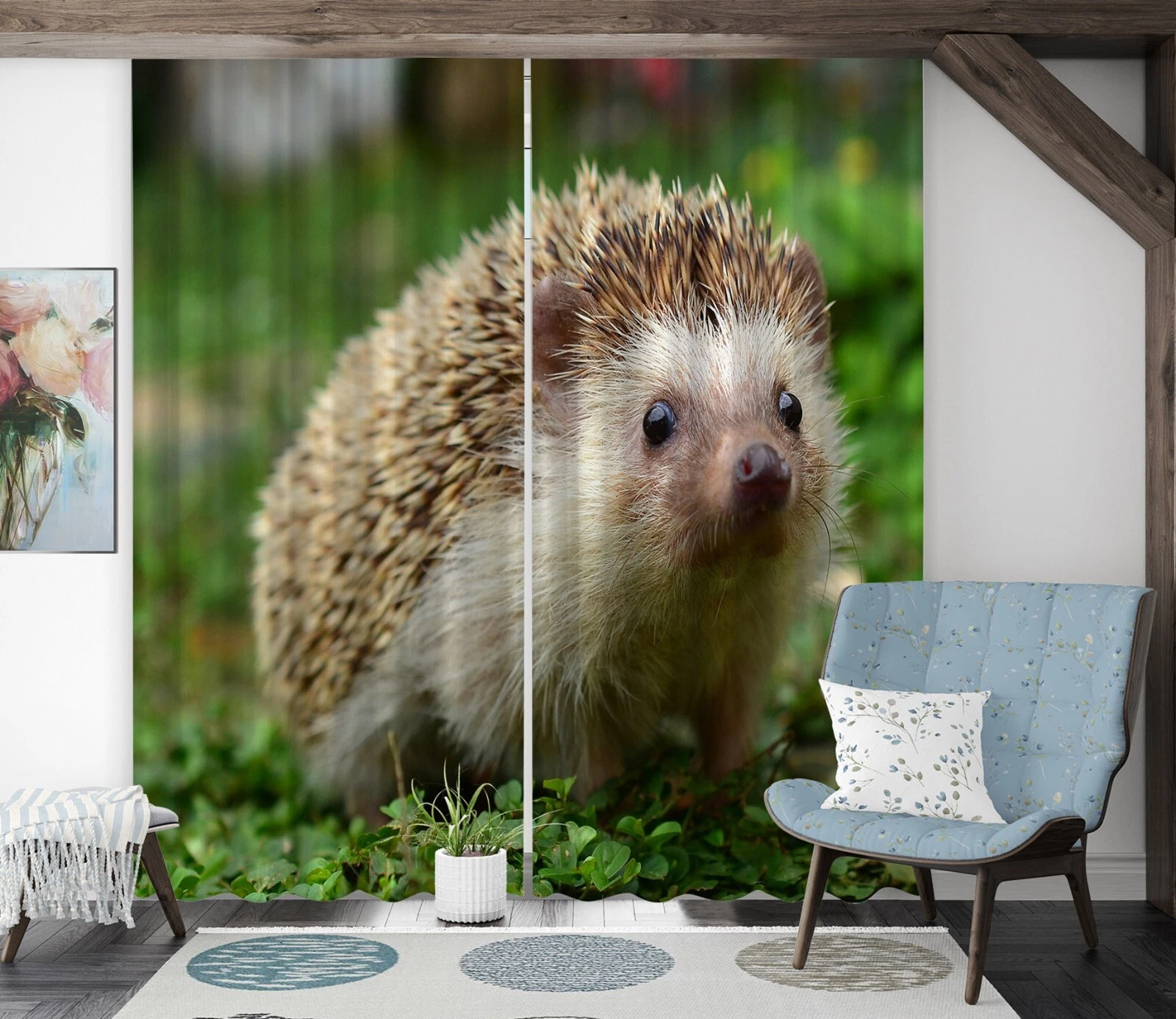 3D Cute Hedgehog ZHUC541 Animal Photo Curtain Window Blockout Fabric Vera 2023