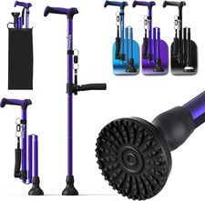Walking Cane for Men Women,Foldable,Adjustable,Self Standing Cane with Second
