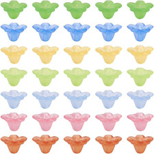 100Pcs Mixed Frosted Transparent Acrylic Flower Beads Acrylic Spacer Beads Caps