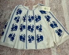 Sezanne Women’s White Embroidered Heavy Cotton Shirt With Tags Size 38, US 6