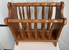 Vintage Mid Century Modern Maple Magazine Rack By Authentic Furniture Products