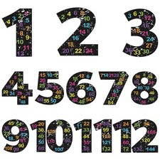 12 Pcs Large Math Poster Set from 1 to 12 Numbers for Elementary