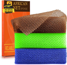 3 Pieces African Bath Sponge African Net Long Net Bath Sponge Exfoliating Shower