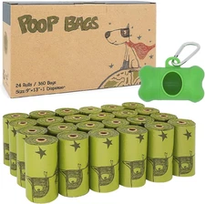 Dog Poop Bags 360 Count, Unscented Extra Thick Waste Bag with Dispenser, 100% Le