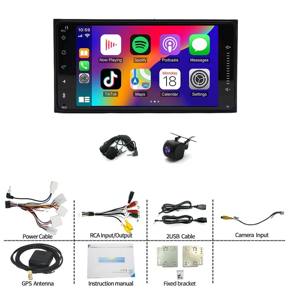 Radio estéreo GPS Apple Carplay de 7 pulgadas Android 15 para Toyota Tacoma 1998-2004 Foto 4 de 4