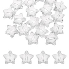 20pcs 28mm Acrylic Crystal Star Beads Clear Faceted Beads Transparent