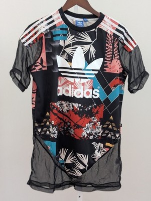 Adidas Floral Palm Fronds Soccer Tee Jersey Dress Trefoil Women's Size S