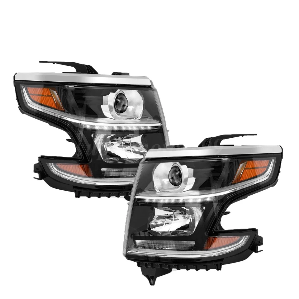 Headlights For 2015-2020 Chevy Tahoe Suburban Lamp With Bulbs LED DRL Left Right Foto 2 de 4