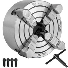 K72-125 Lathe Chuck 5 in.4-Jaw, Lathe Chuck Independent Reversible Jaw, Metal La
