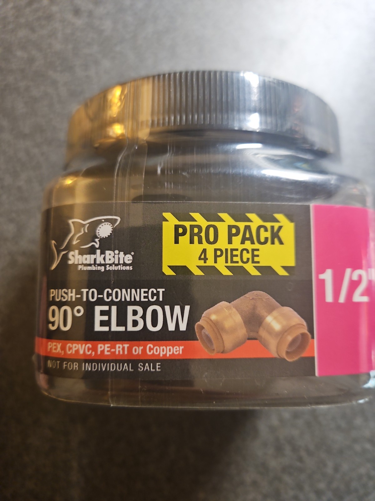 Sharkbite Pro Pack 4 Piece 1/2" 90° Elbow Fittings U248LFJ4 Shark Bite Plumbing