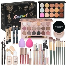 Teen & Women Makeup Kit: Eyeshadow, Foundation, Concealer, Lipgloss Set