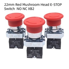 22mm Red Mushroom Head E-STOP Switch Emergency Stop Push Button Switch NO NC XB2