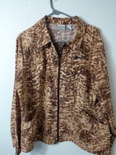 Zenergy by Chico's Zip Up Animal Print Thin Jacket Size 3 Or XL office work