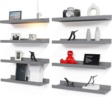 Durable 8 Set Floating Shelves with Lip - Versatile Wall Decor for All Rooms