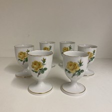 6 Eierbecher Meissen Gelbe Rose einwandfrei
