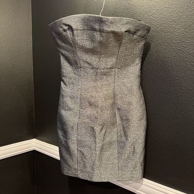 DSQUARED2 Women s Silver Strapless Corset Lining Zip Up Mini Dress Size 38 (2)
