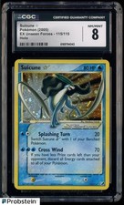2005 Pokemon Gold Star EX Unseen Forces #115 Suicune Holo CGC 8 NM-MT