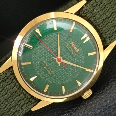 VINTAGE HMT SONA INDISCHE HERRENUHR HANDAUFZUG GRÜNES ZIFFERBLATT a443364-2