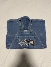 Vintage 1997 Looney Tunes Embroidered Denim Shortalls Size Youth L Warner Bros
