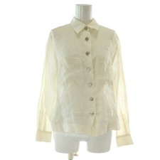 CHANEL Long Sleeve Shirt Blouse Coco Mark Logo Buttons White Women's