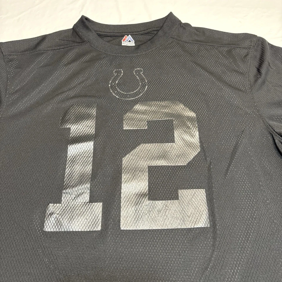 Majestic NFL Indianapolis Colts Andrew Luck #12 camiseta negra para hombre grande Foto 3 de 4