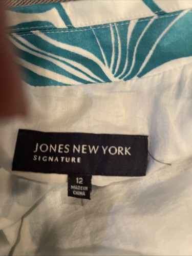 Jones New York ärmelloses grünes geblümtes Kleid mit Gürtel Gr. 12 Baumwolle - Bild 6 von 6