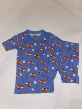 Hanna Andersson Boys 120 6-7 S'Mores Short Pajama Blue Organic Camping 2 Pc PJS
