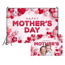 7x5ft Mother's Day Photography Backdrop with Sweet Abstract Flowers Hearts