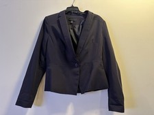 WORTHINGTON Women's Blazer Jacket 8 Black Shoulder Pads No Pockets Button