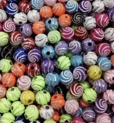 300 x 8 mm Gemischte Farben Spirale Gemustert Rund Strass Intarsien Acryl Perlen