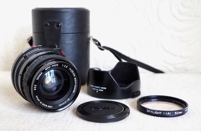 Sigma 28mm 2.8 Macro Weitwinkel Prime Objektiv für Canon FD SLR passend mit Tasche