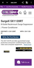 SurgeX SX1120RT Rackmount Surge Protector 8-Outlets 20A 120V Power Conditioner