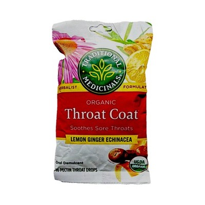 Traditional Medicinals USDA Organic Throat Drops Lemon Ginger Echinacea 16