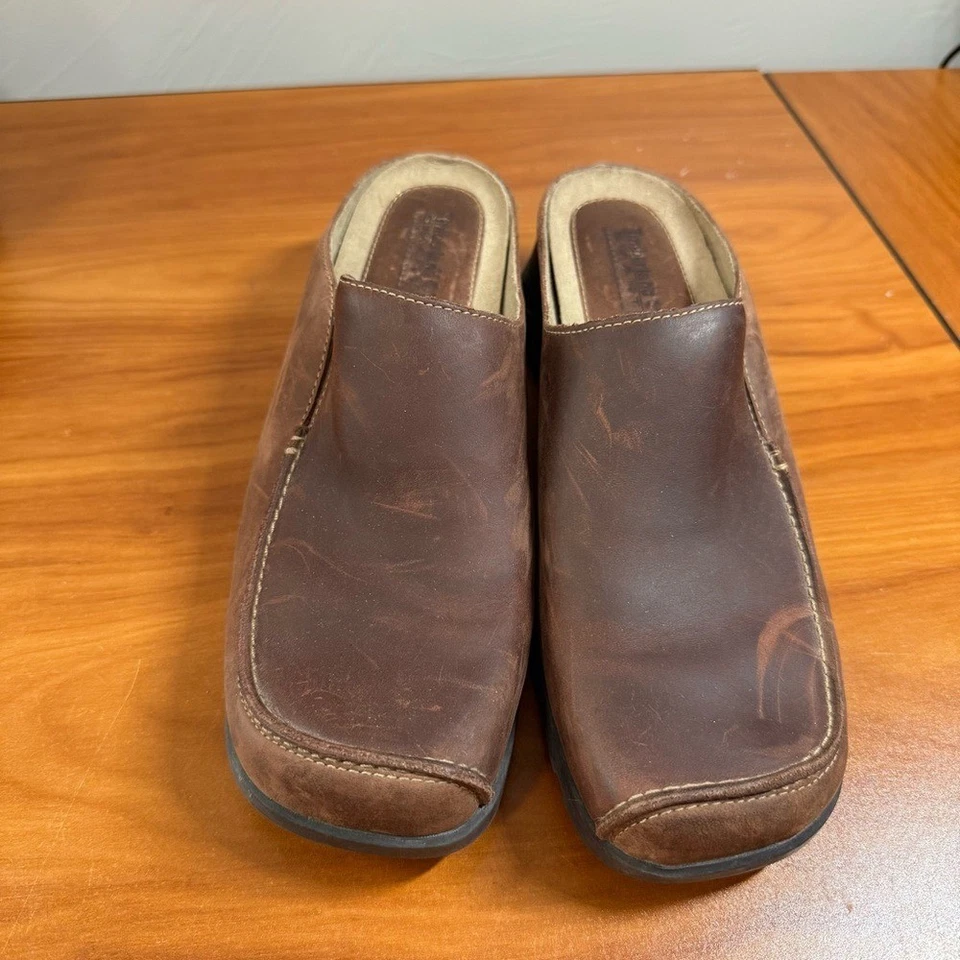 Timberland Mocasín Sin Cordones Mula Cuero Marrón Occidental Informal Comodidad Neutro Foto 2 de 4