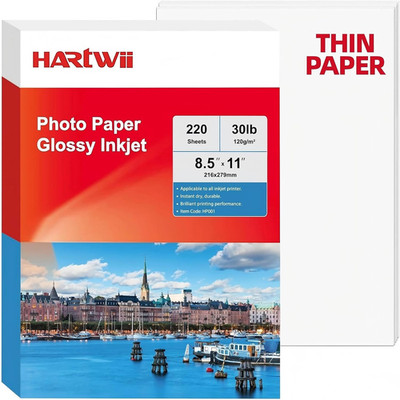 220 Sheets Inkjet Glossy Thin Paper 8.5X11 Inch 30Lb 120Gsm A4 Letter Size for B