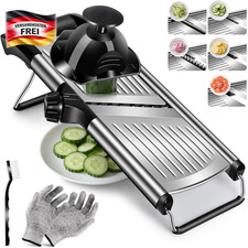 Gemüsehobel Reibe Druckverschluss Edelstahl 5-in-1 Verstellbar für Gemüse & Sala