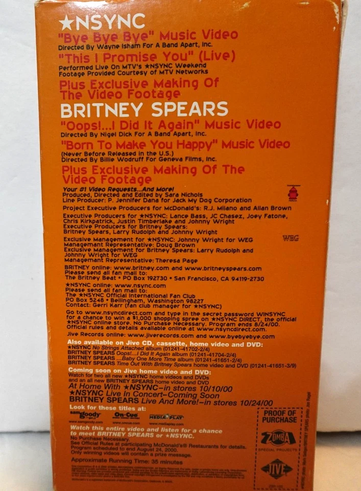 N Sync & Britney Spears: ваши видео запросы No1... и многое другое! Видеокассета (протестирована) - Изображение 3 из 4
