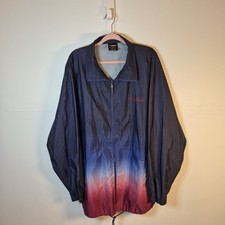 Vintage FUBU Men's Ombre Track Jacket Size XL 90s Y2K Black Red Blue Hip Hop