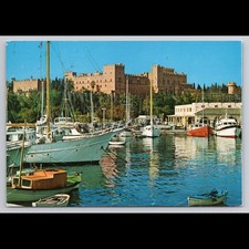 Vintage Postcard Rhodes Greece 1985 Posted Boat Oceanliner Scenic Collectible